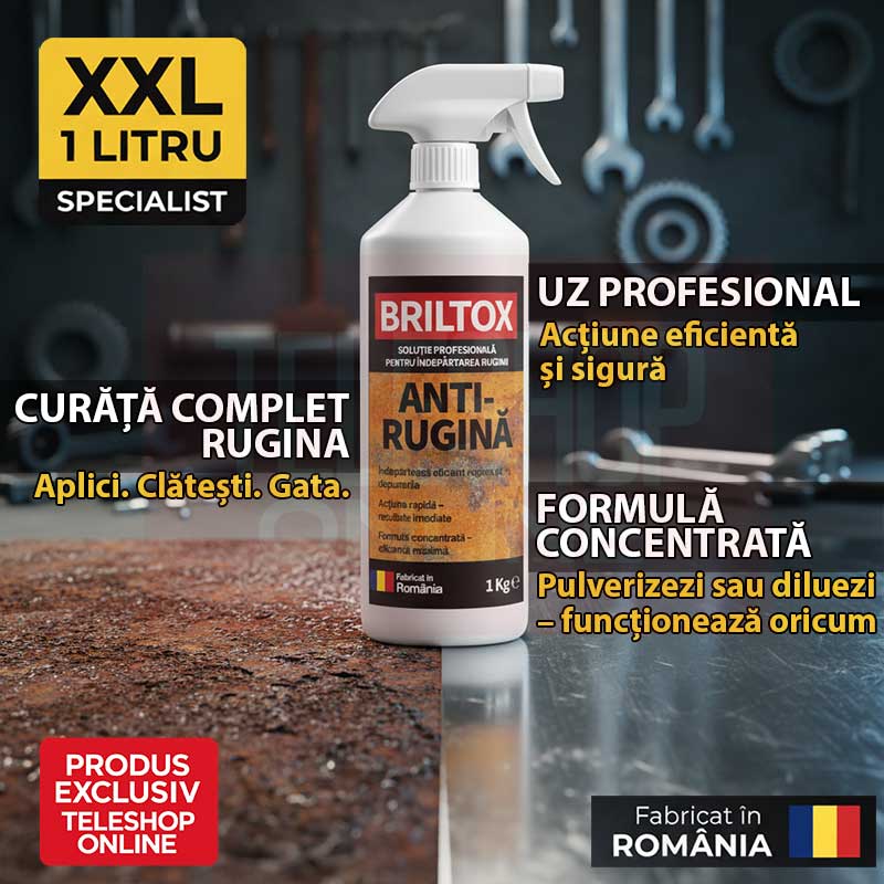BRILTOX ANTI-RUGINA – Soluție profesională care dizolvă și elimină rugina (1 L)